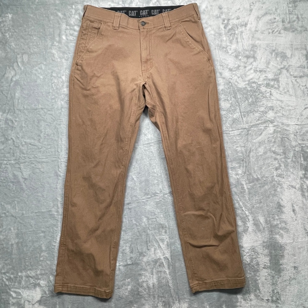 CAT Caterpillar Work Pants Mens 32x32 Brown Cotton Stretch Canvas Utility Jeans